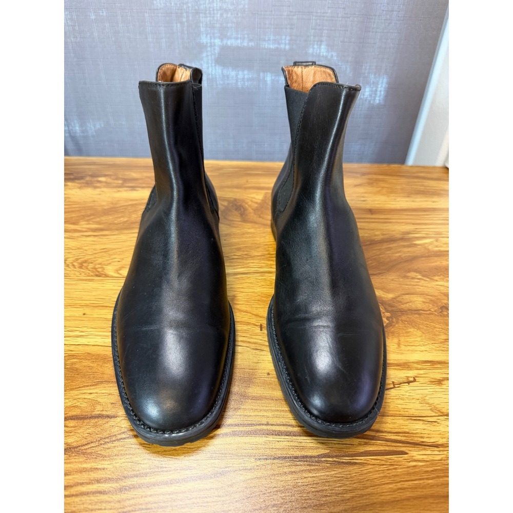 J.Crew Men's Black Leather Chelsea Boots Almond Toe Pull On Ankle Boots Sz 10